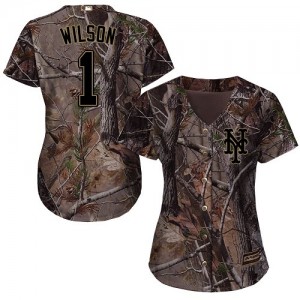Authentic Women's Mookie Wilson Camo Jersey - #1 Baseball New York Mets Flex Base Realtree Collection