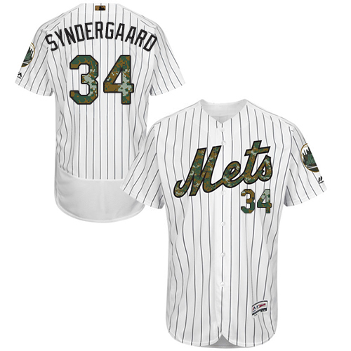 Men's New York Mets #34 Noah Syndergaard Authentic White 2016 Memorial Day Fashion Flex Base Baseball Jersey