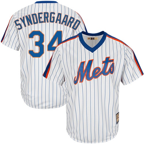 Men's New York Mets #34 Noah Syndergaard Replica White Cooperstown Baseball Jersey