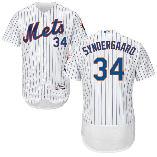 Men's New York Mets #34 Noah Syndergaard White Home Flex Base Authentic Collection Baseball Jersey