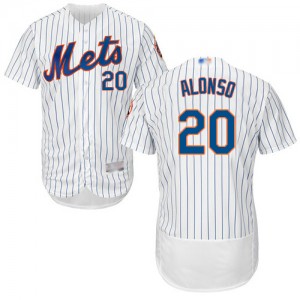 Authentic Men's Pete Alonso White Home Jersey - #20 Baseball New York Mets Flex Base