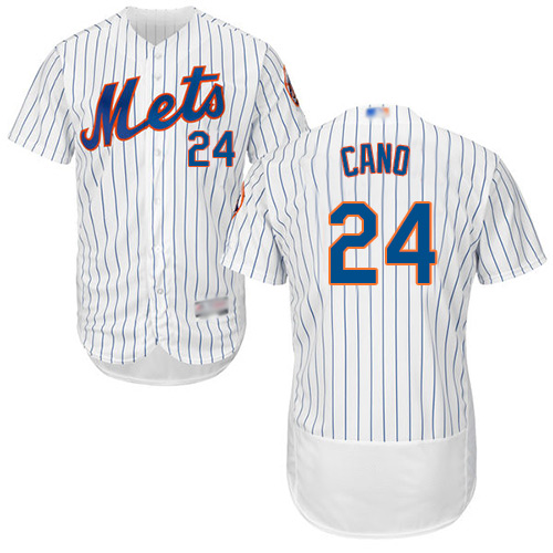 Authentic Men's Robinson Cano White Home Jersey - #24 Baseball New York Mets Flex Base