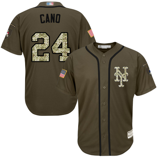 Authentic Youth Robinson Cano Green Jersey - #24 Baseball New York Mets Salute to Service