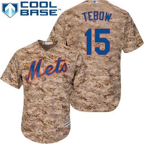 Men's New York Mets #15 Tim Tebow Authentic Camo Alternate Cool Base Baseball Jersey