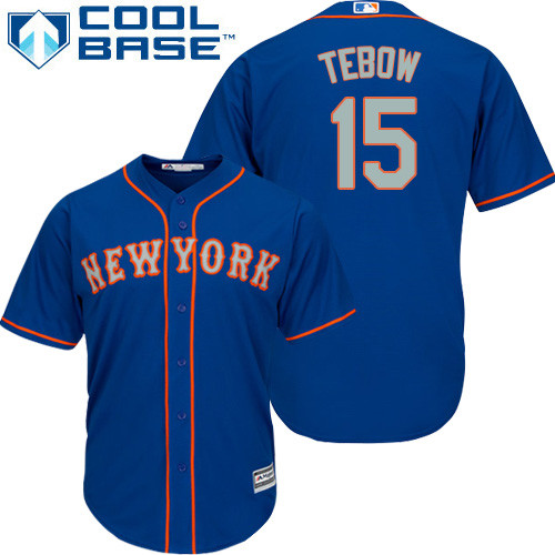 Men's New York Mets #15 Tim Tebow Replica Royal Blue Alternate Road Cool Base Baseball Jersey