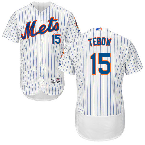 Men's New York Mets #15 Tim Tebow White Flexbase Authentic Collection Baseball Jersey