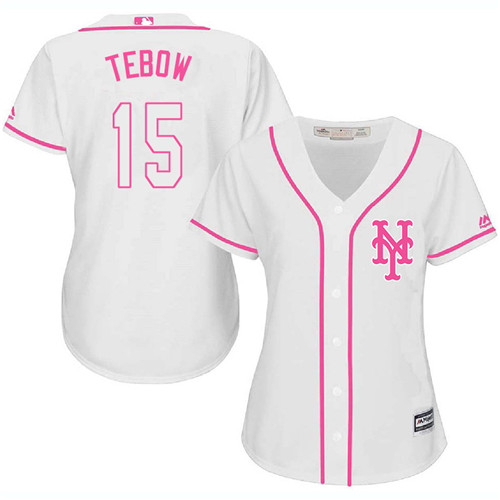Women's New York Mets #15 Tim Tebow Authentic White Fashion Cool Base Baseball Jersey
