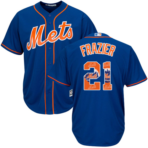 Authentic Men's Todd Frazier Royal Blue Jersey - #21 Baseball New York Mets Cool Base Team Logo Fashion