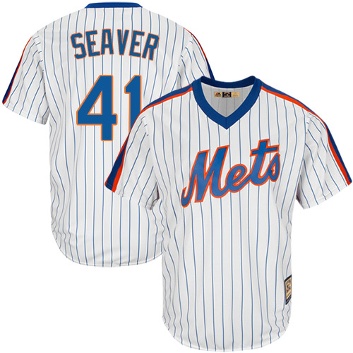 Men's New York Mets #41 Tom Seaver Authentic White Cooperstown Baseball Jersey
