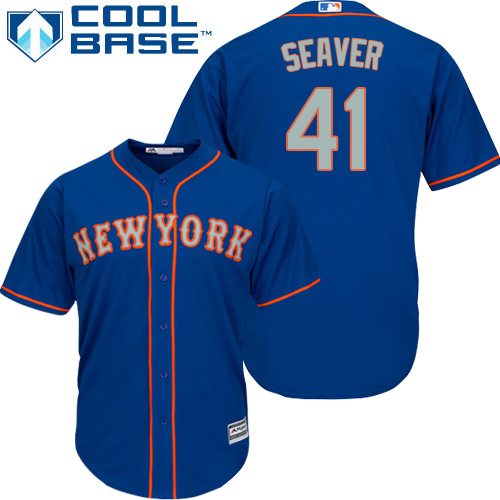 Men's New York Mets #41 Tom Seaver Replica Royal Blue Alternate Road Cool Base Baseball Jersey