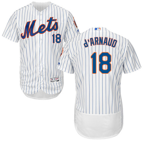 Men's New York Mets #18 Travis d'Arnaud White Flexbase Authentic Collection Baseball Jersey