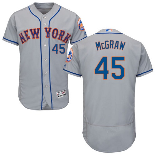 Men's New York Mets #45 Tug McGraw Grey Road Flex Base Authentic Collection  Baseball Jersey