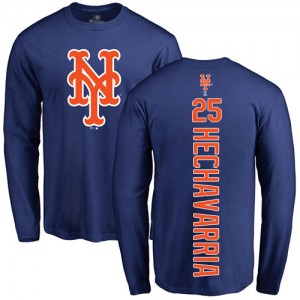 Adeiny Hechavarria Royal Blue Backer - #25 Baseball New York Mets Long Sleeve T-Shirt