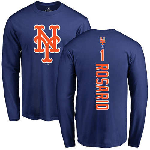 Amed Rosario Royal Blue Backer - #1 Baseball New York Mets Long Sleeve T-Shirt